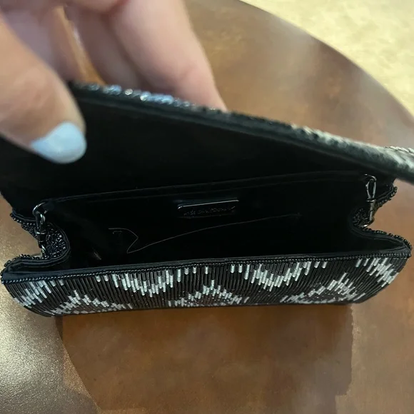 Preowned Inge Christopher Evening Bag With Black, Gray/blue,  And Silver Beads - Picture 6 of 11